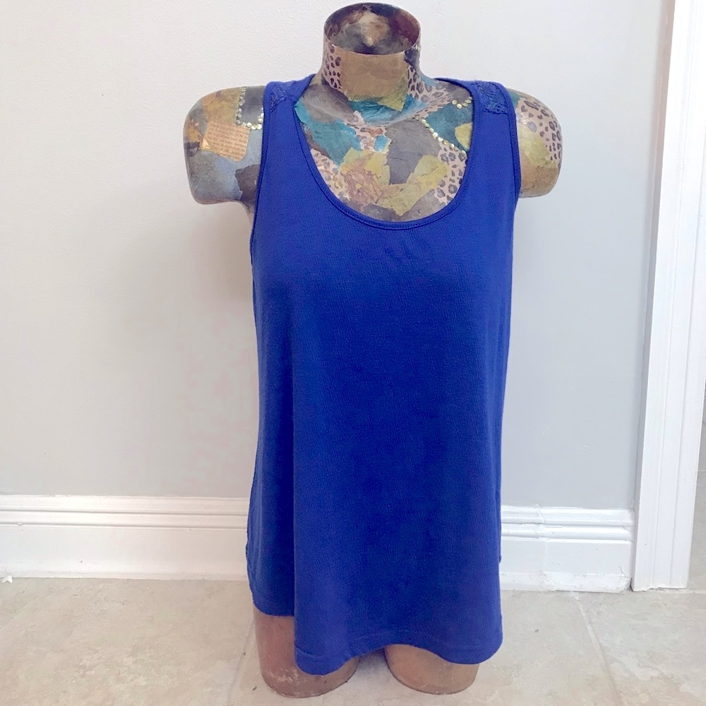 Market & Spruce Hi-Low Royal Blue Tank Top - Picture 1 of 8